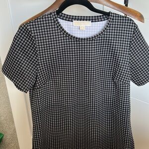 Michael Kors Black & White Checked Short Sleeve Shift